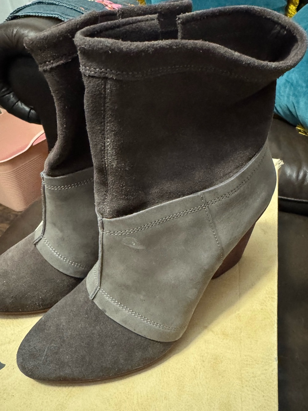 Anthropologie Women’s Gray Suede Ankle Boots